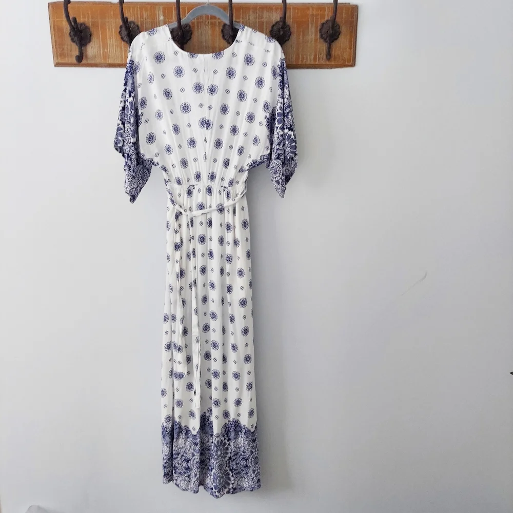 South of France Blue and Ivory Print Maxi Dress - Picture 5 of 16
